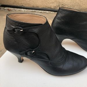 Repetto Black Pebbled Leather Kitten Heel Booties